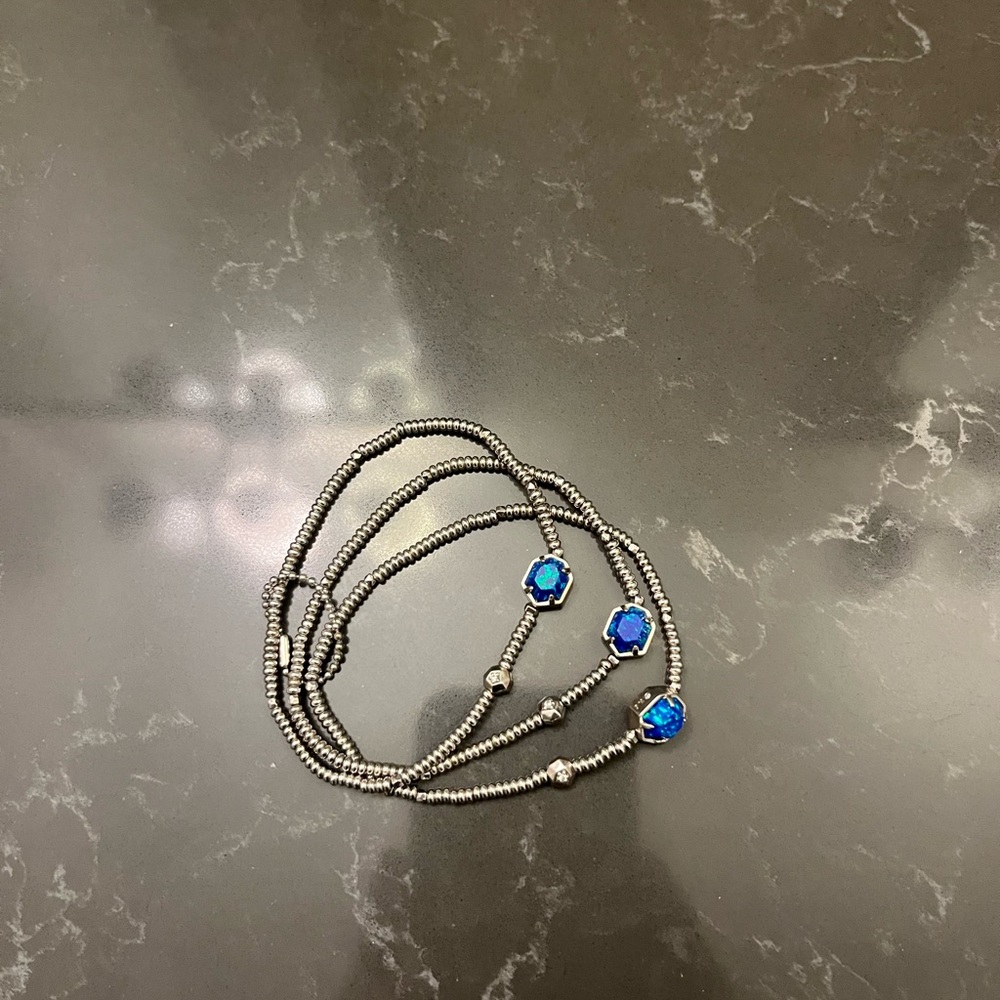 Kendra Scott Silver and Blue Beaded Bracelet
